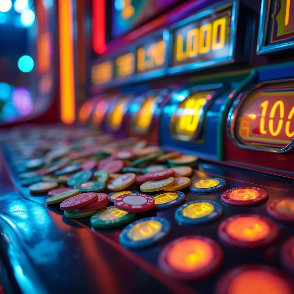Close-up of a vibrant Plinko game board